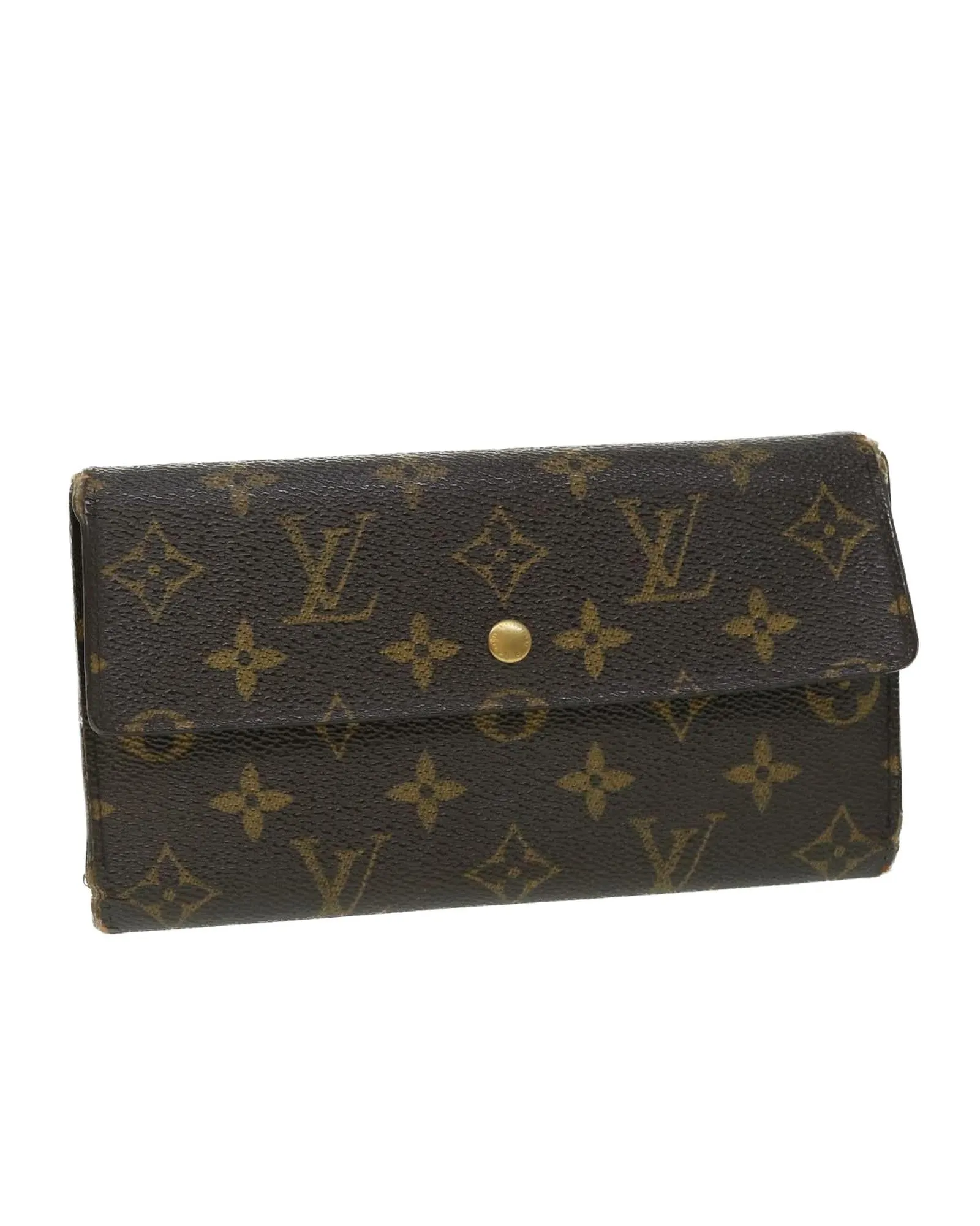Monogram International Canvas Wallet with Clasp Button