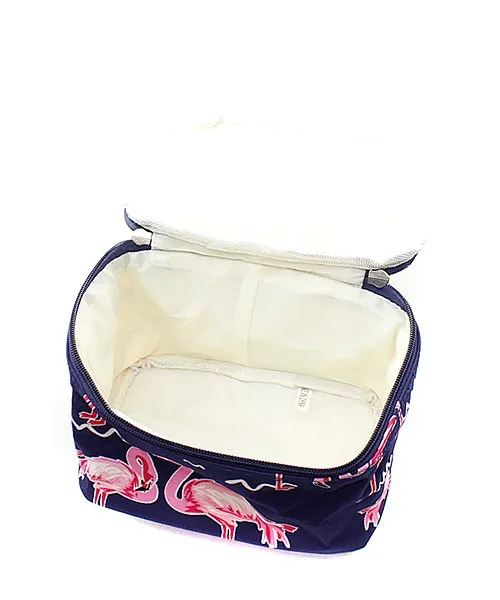 Monogrammed Flamingo Cosmetic Bag
