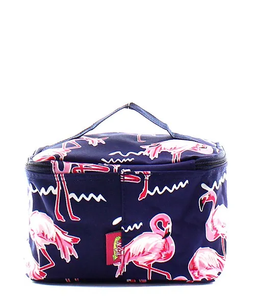 Monogrammed Flamingo Cosmetic Bag