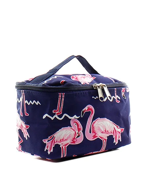 Monogrammed Flamingo Cosmetic Bag
