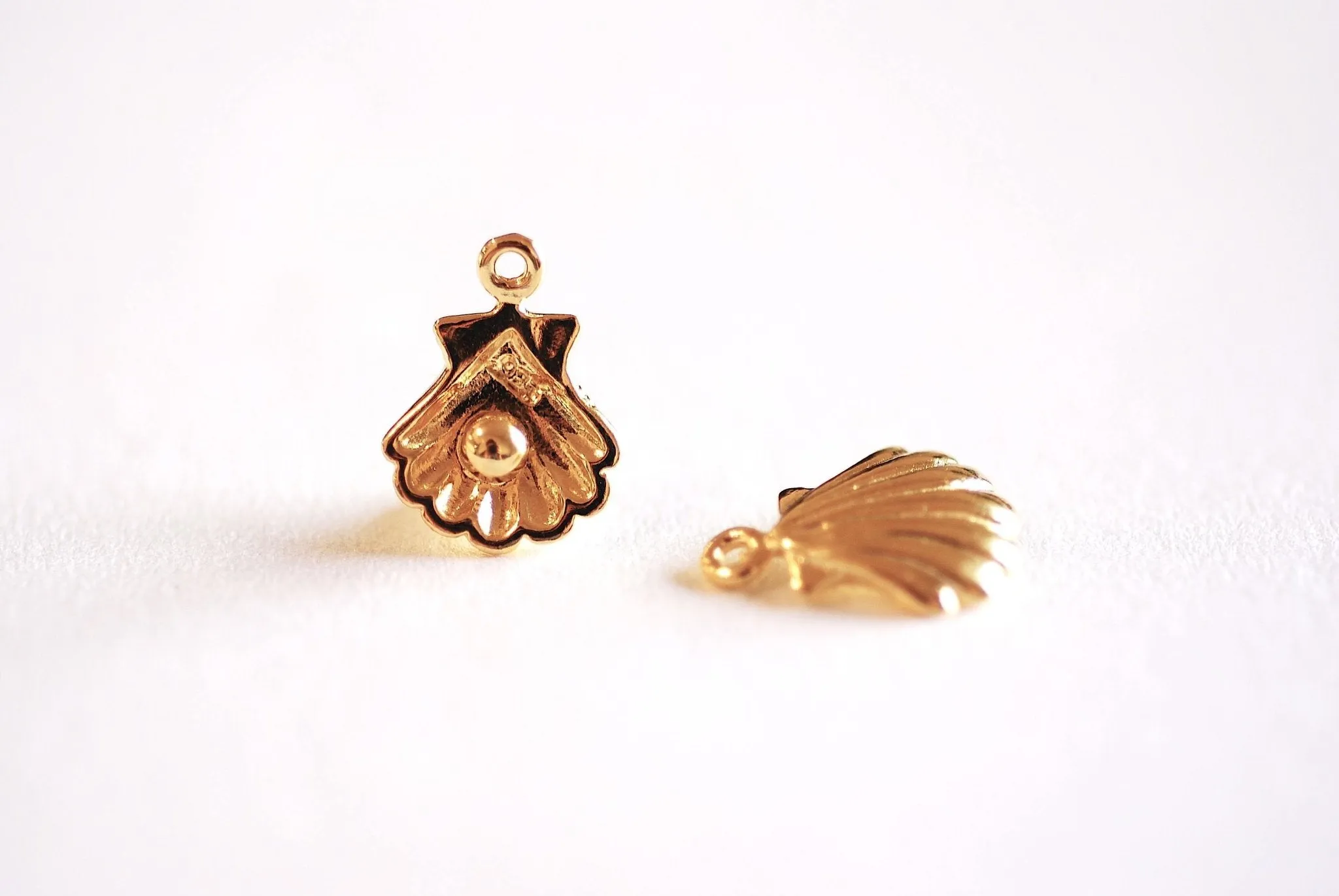 Oyster shell Wholesale with Pearl Charm- Choose Sterling Silver, Gold, Rose Gold, Seashell Charm, Pendant, Clam Shell, Conch Shell, Shell Charm, 154