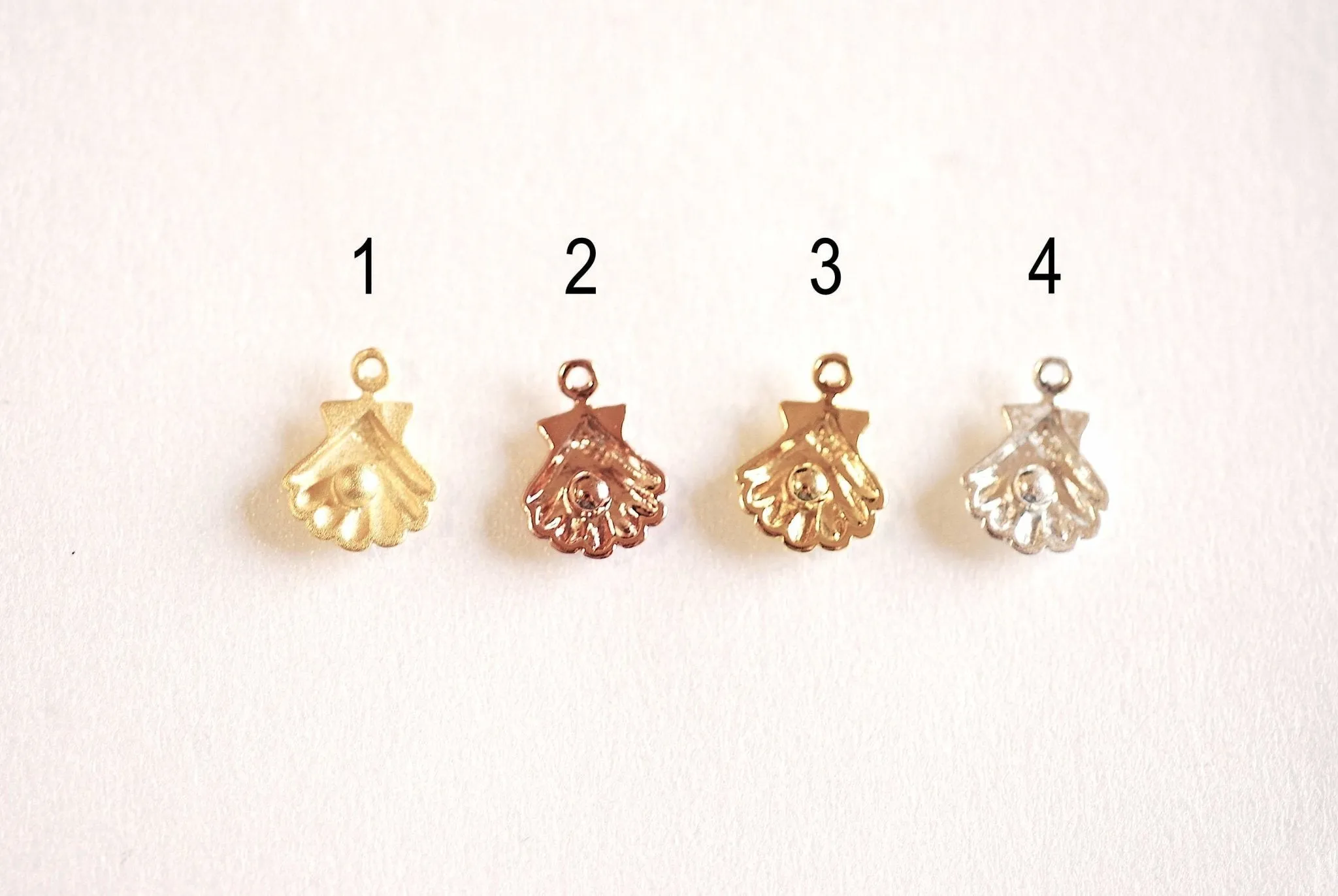 Oyster shell Wholesale with Pearl Charm- Choose Sterling Silver, Gold, Rose Gold, Seashell Charm, Pendant, Clam Shell, Conch Shell, Shell Charm, 154