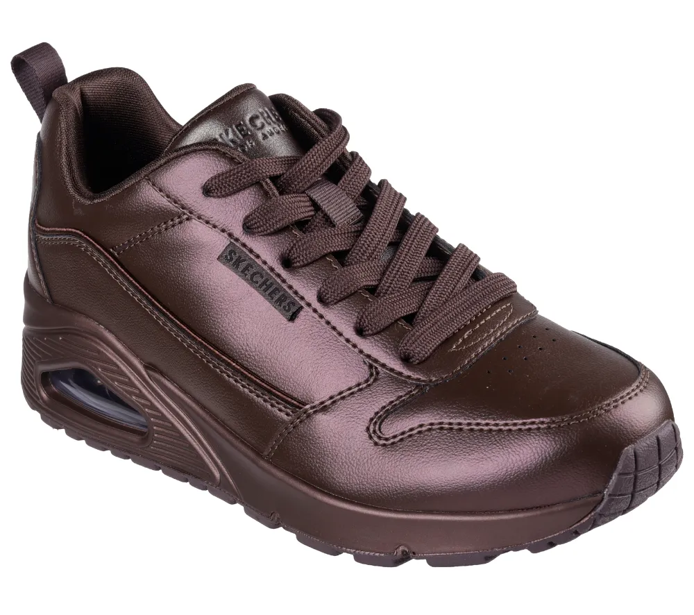 Pantofi sport, dama, SKECHERS UNO-GALACTIC GAL 177104-CHOC maro, piele ecologica