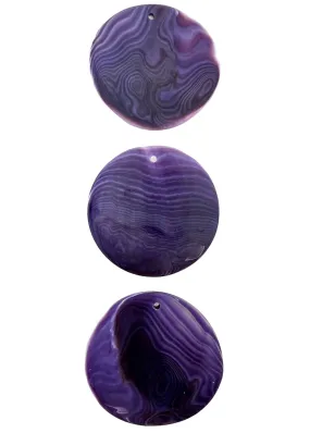 RARE Purple Wampum BIG Flat Round Focal Beads 45mm, (One Focal Bead)