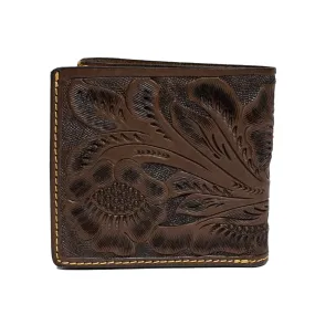 RRL by Ralph Lauren Hand Tooled Leather Billfold Wallet Brown