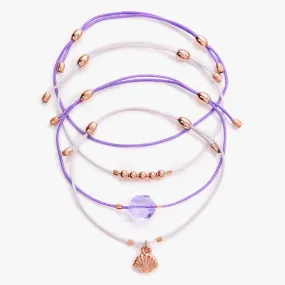 Seashell Cord Bracelets, Set of 4
