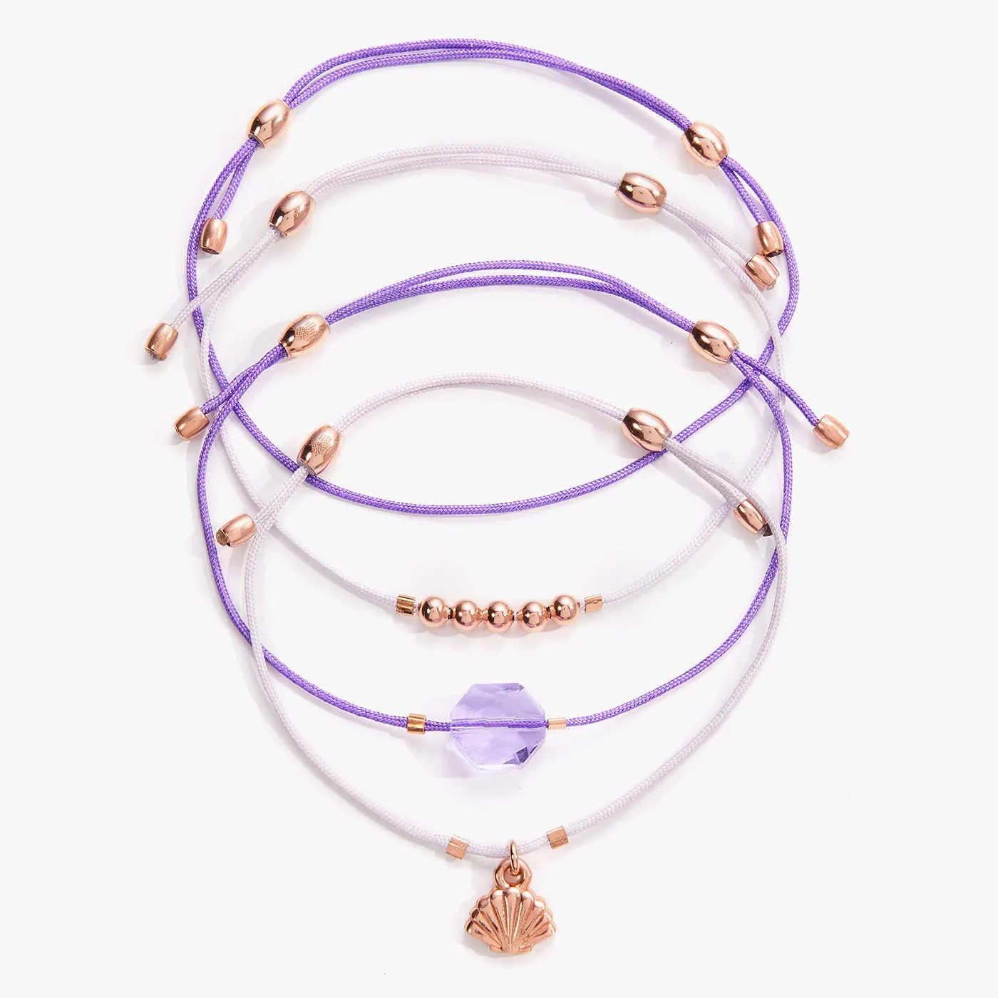 Seashell Cord Bracelets, Set of 4