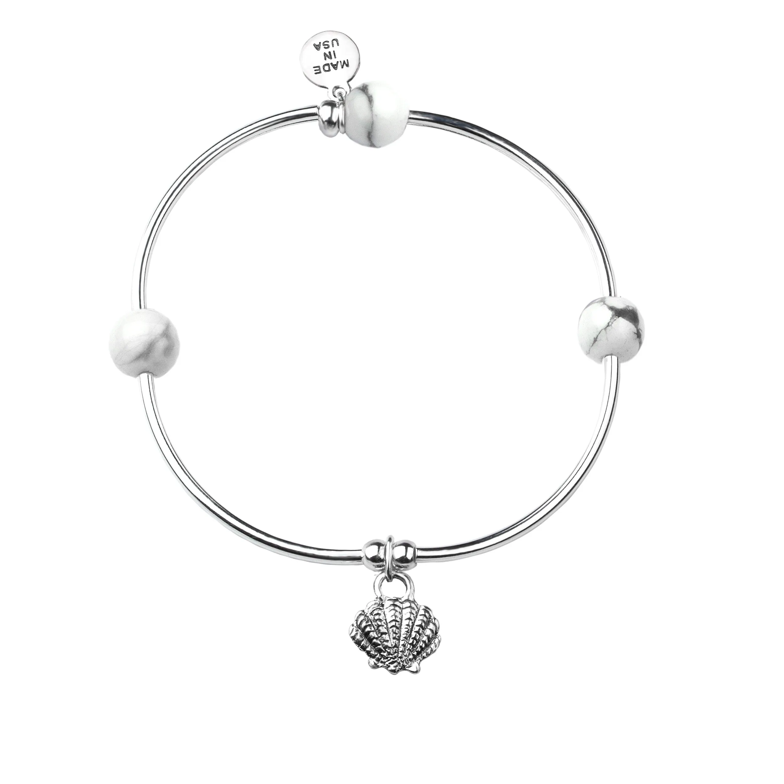 Shell | Soft Bangle Charm Bracelet | Howlite