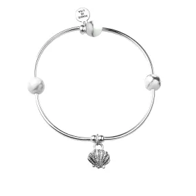 Shell | Soft Bangle Charm Bracelet | Howlite