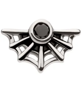 Spider Web Black CZ Stainless Steel Internally Threaded Labret