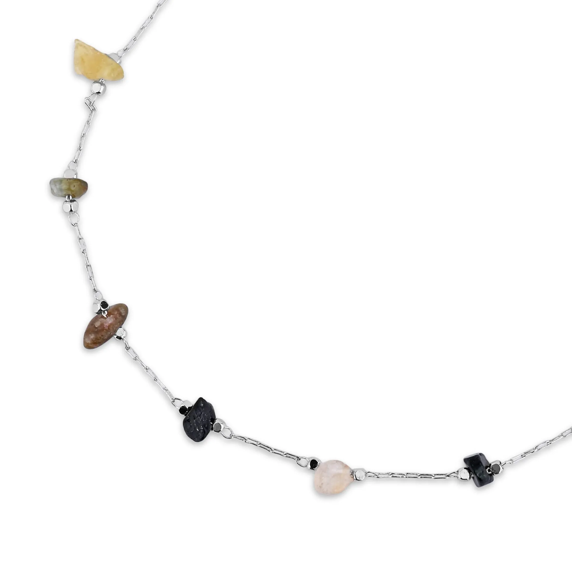 Sterling Silver-Plated Stone Anklet
