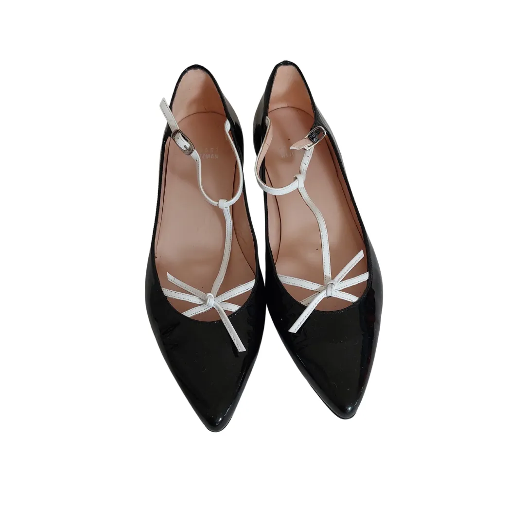 Stuart Weitzan Black Patent Leather Pointed Mary Jane Flats | Gently Used |