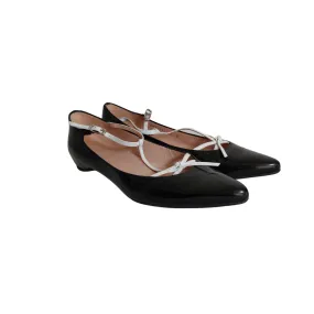 Stuart Weitzan Black Patent Leather Pointed Mary Jane Flats | Gently Used |