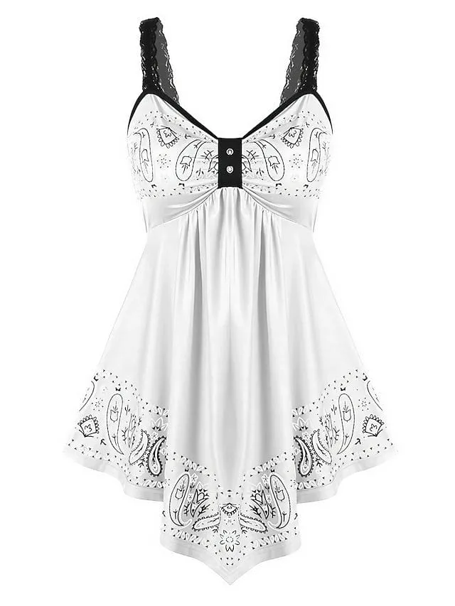 Stylish Women's Plus Size Lace Camisole Summer Top