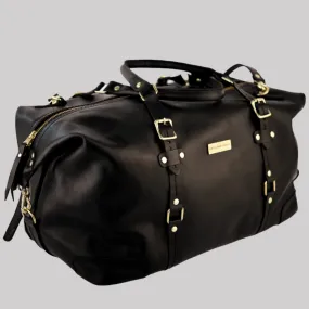 The Covet Genuine Leather Duffel - Black