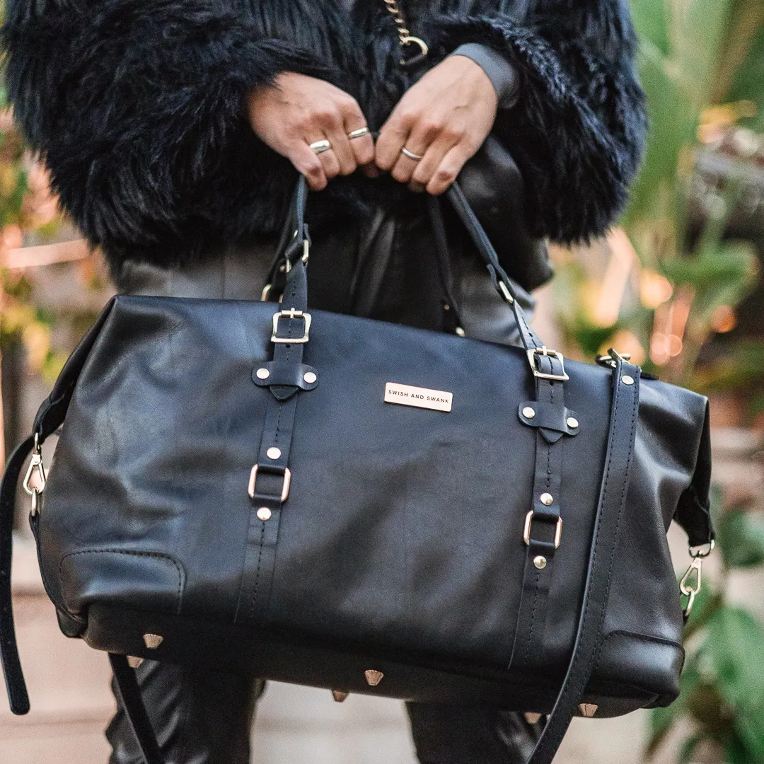 The Covet Genuine Leather Duffel - Black
