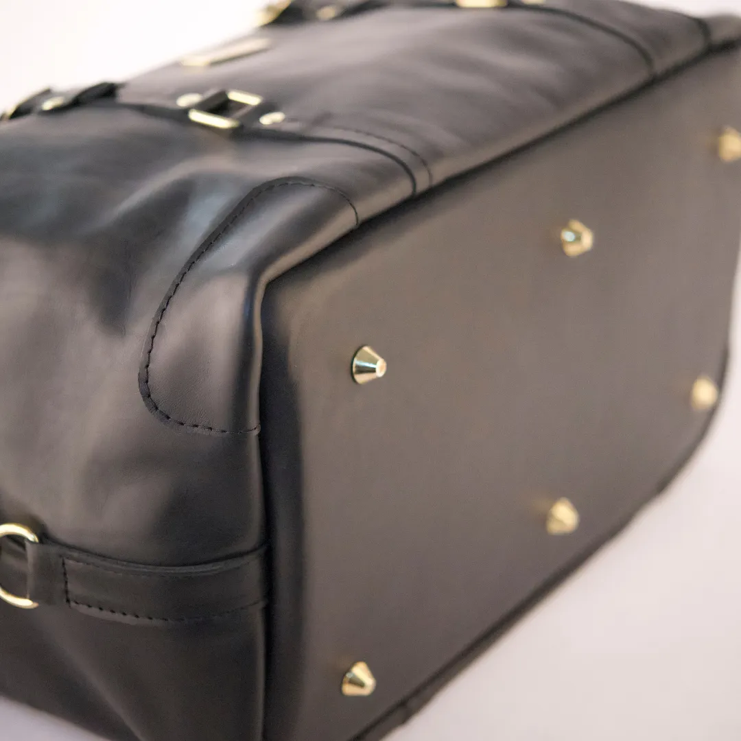 The Covet Genuine Leather Duffel - Black