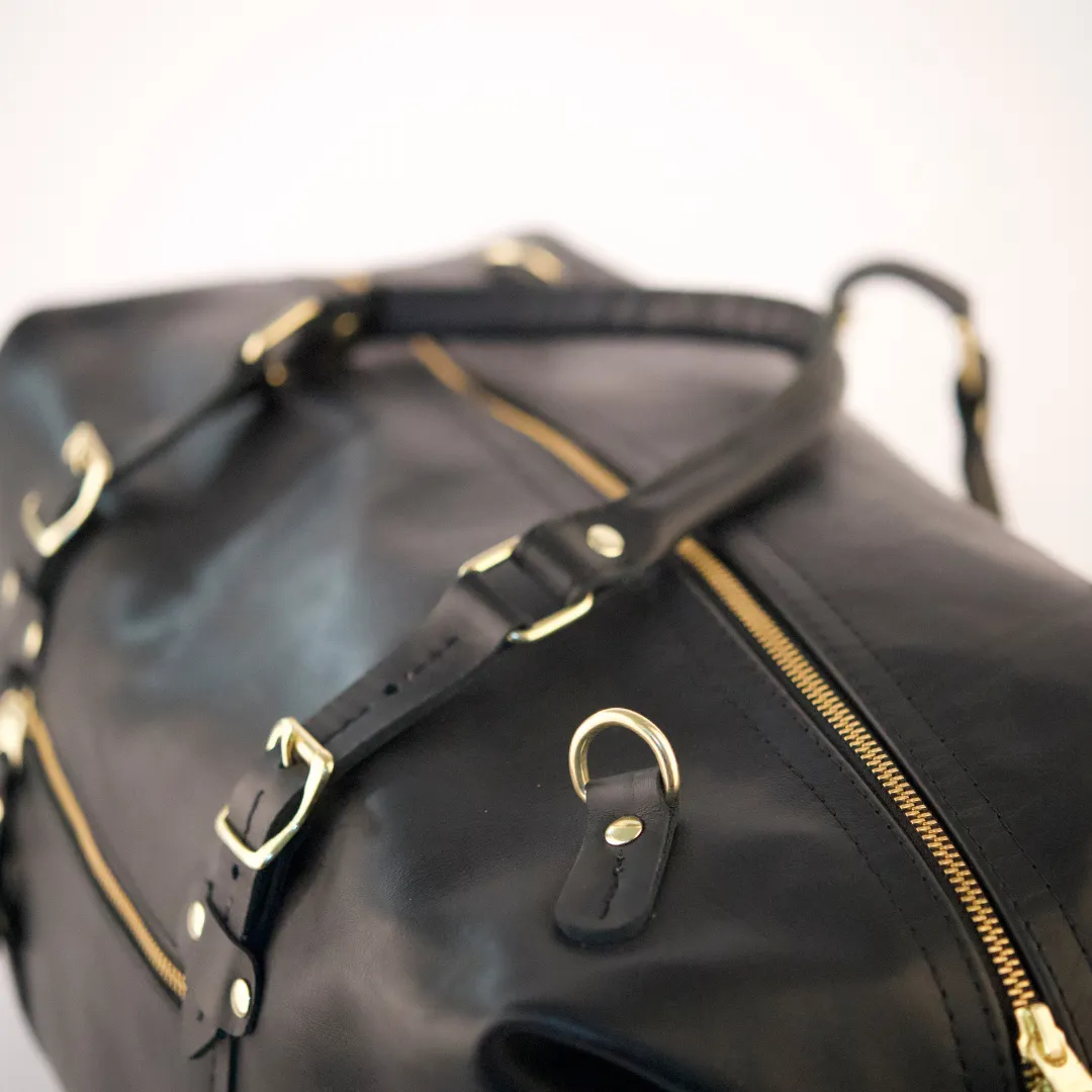 The Covet Genuine Leather Duffel - Black
