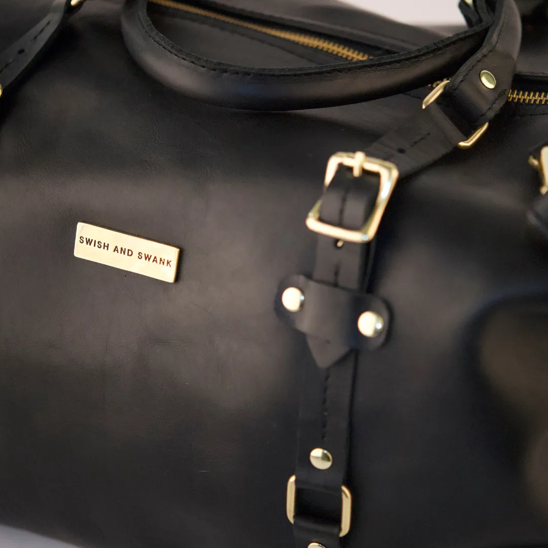 The Covet Genuine Leather Duffel - Black