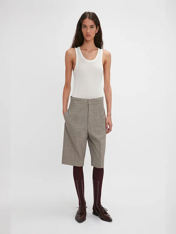 Waistband Detailed Tailored Short in Dogtooth Check