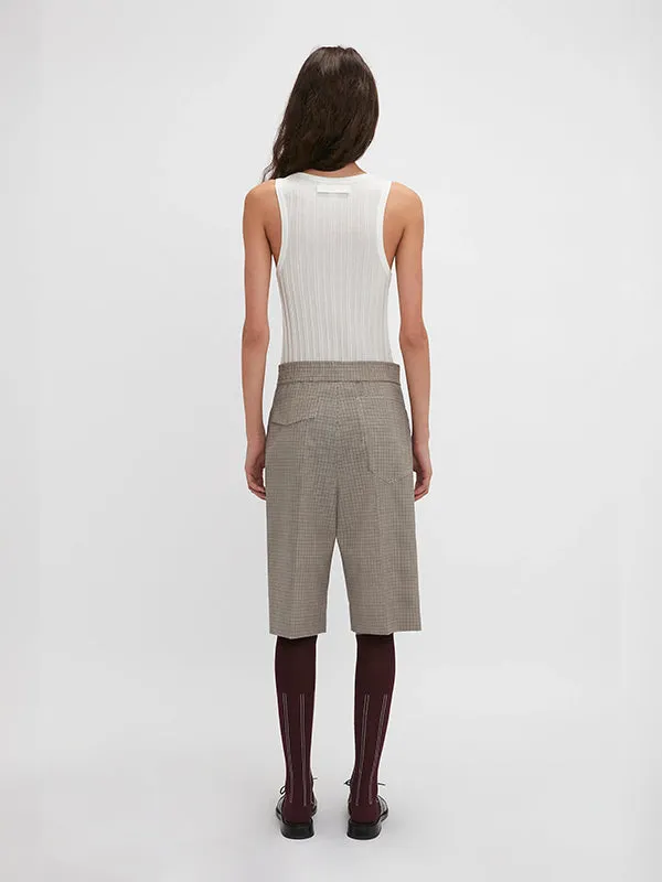 Waistband Detailed Tailored Short in Dogtooth Check