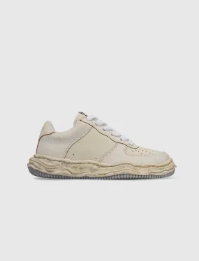 WAYNE LOW TOP CRACKING LEATHER SNEAKERS WHITE