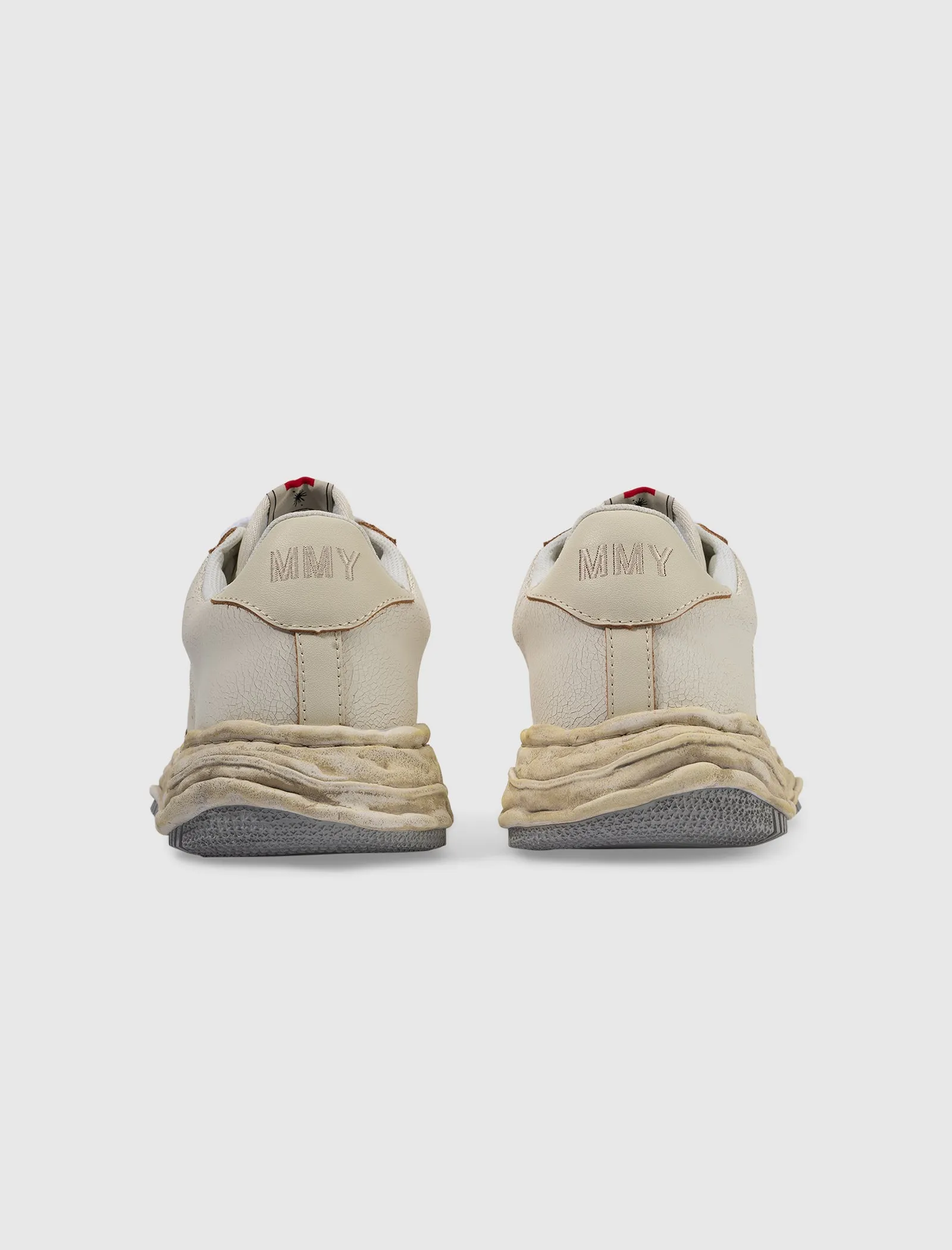 WAYNE LOW TOP CRACKING LEATHER SNEAKERS WHITE